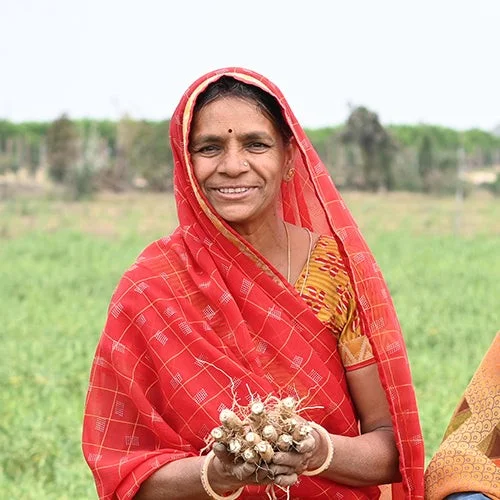 Woman holding fruit